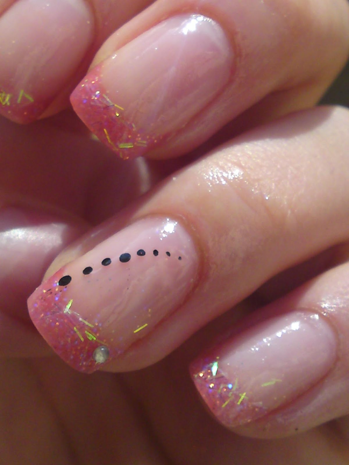 Nail Art Love Pink Acrylic Nails with Mylar