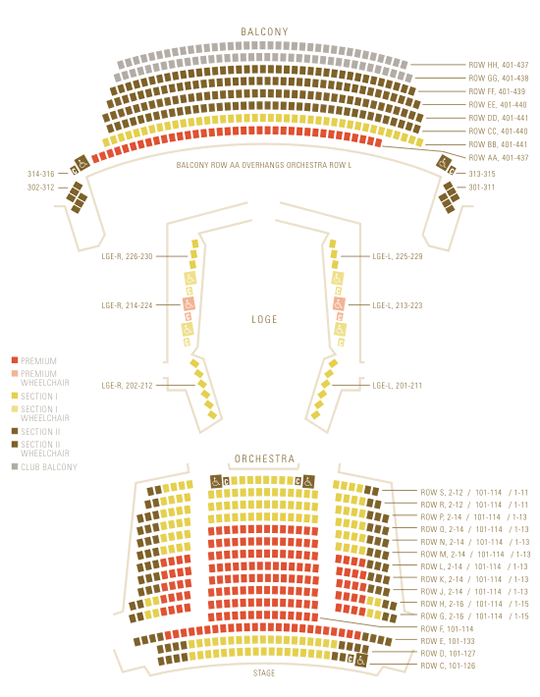 Gammage Seating Chart With Seat Numbers
