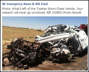 storm twistex chasers killed chase vehicle were chasing words ok