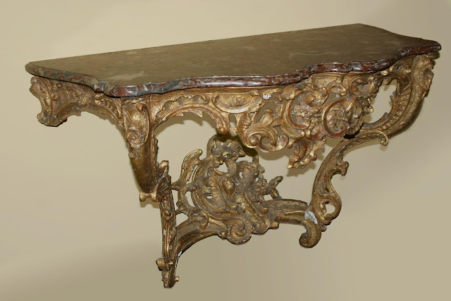 French, Louix XV period, giltwood console table. Mid-18th century. Possibly Lyon.