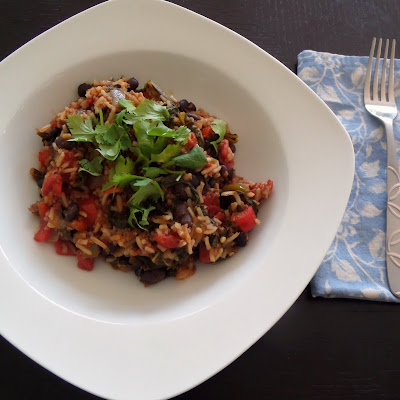 Black Beans and Rice:  A complete one dish dinner with black beans, rice, meat and vegetables.  All cooked in one pot.