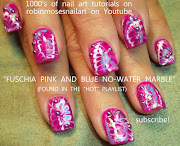Pink and Mint Green Filigree Nail Art Juicy … Posted by robinmosesnailart at . (fuschia pink and blue no water marble)