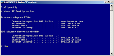 pengujian pptp vpn ipconfig