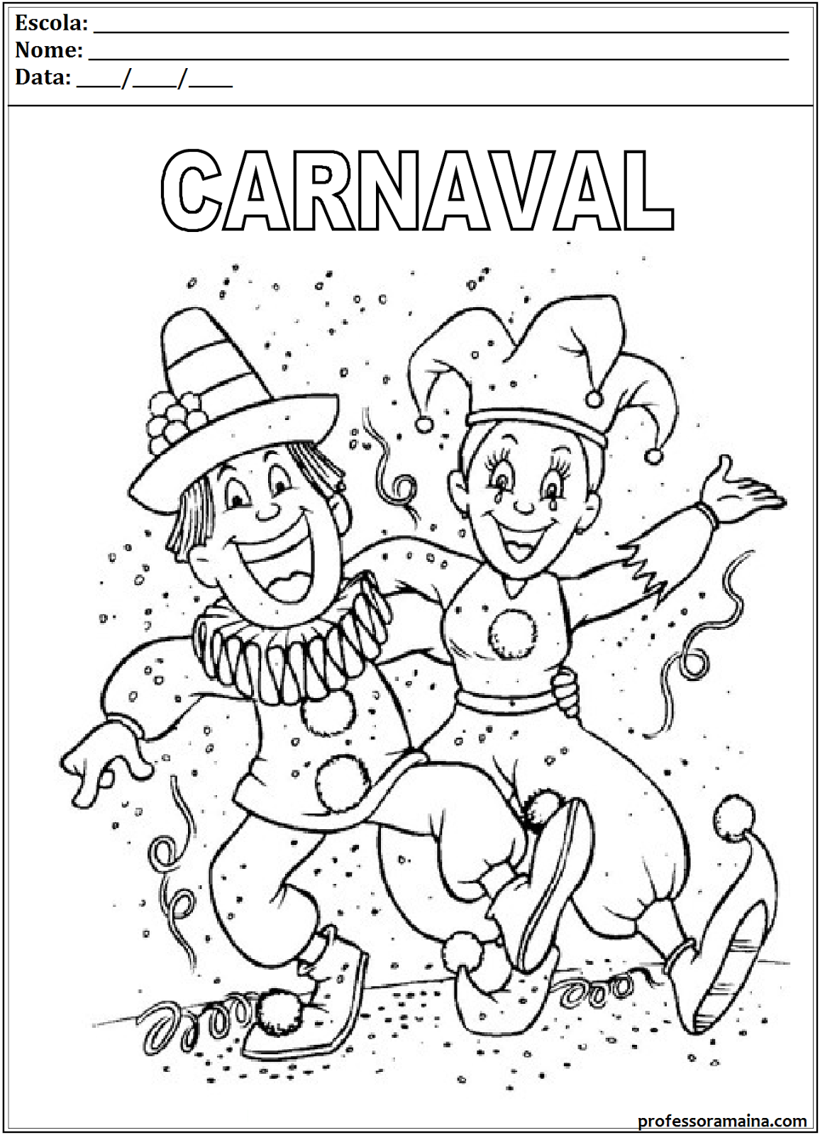 Professora Maína: Carnaval - Desenhos para Colorir - Parte 2