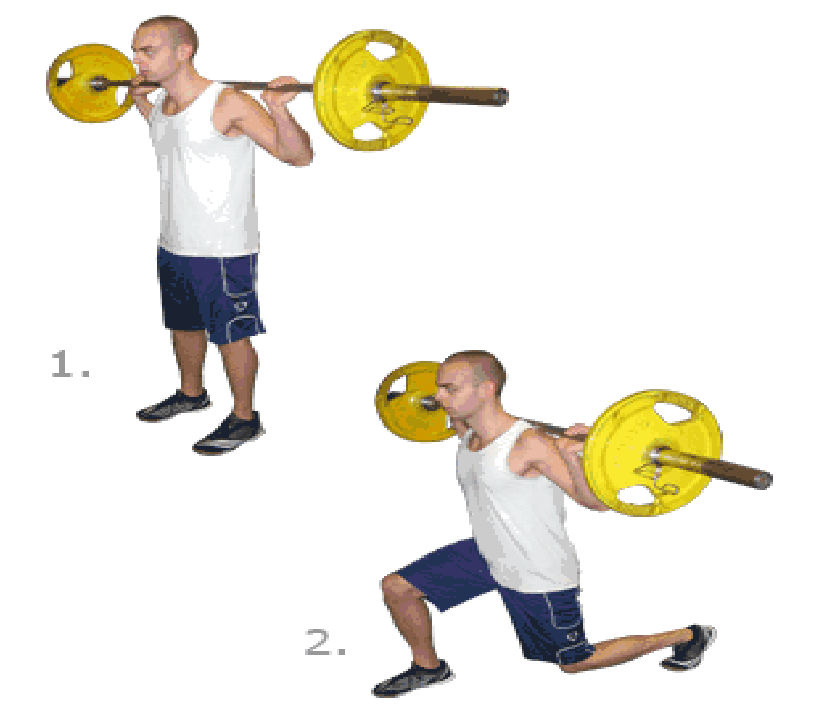 Step Exercises and Fitness Legs Exercises step 3 Barbell lunge