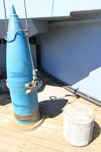Display of Target Projectile and dummu powder bag at Battleship USS IOWA BB61 in Los Angeles, California, USA Display of Target Projectile and dummu powder bag at Battleship USS IOWA BB61 in Los Angeles, California, USA