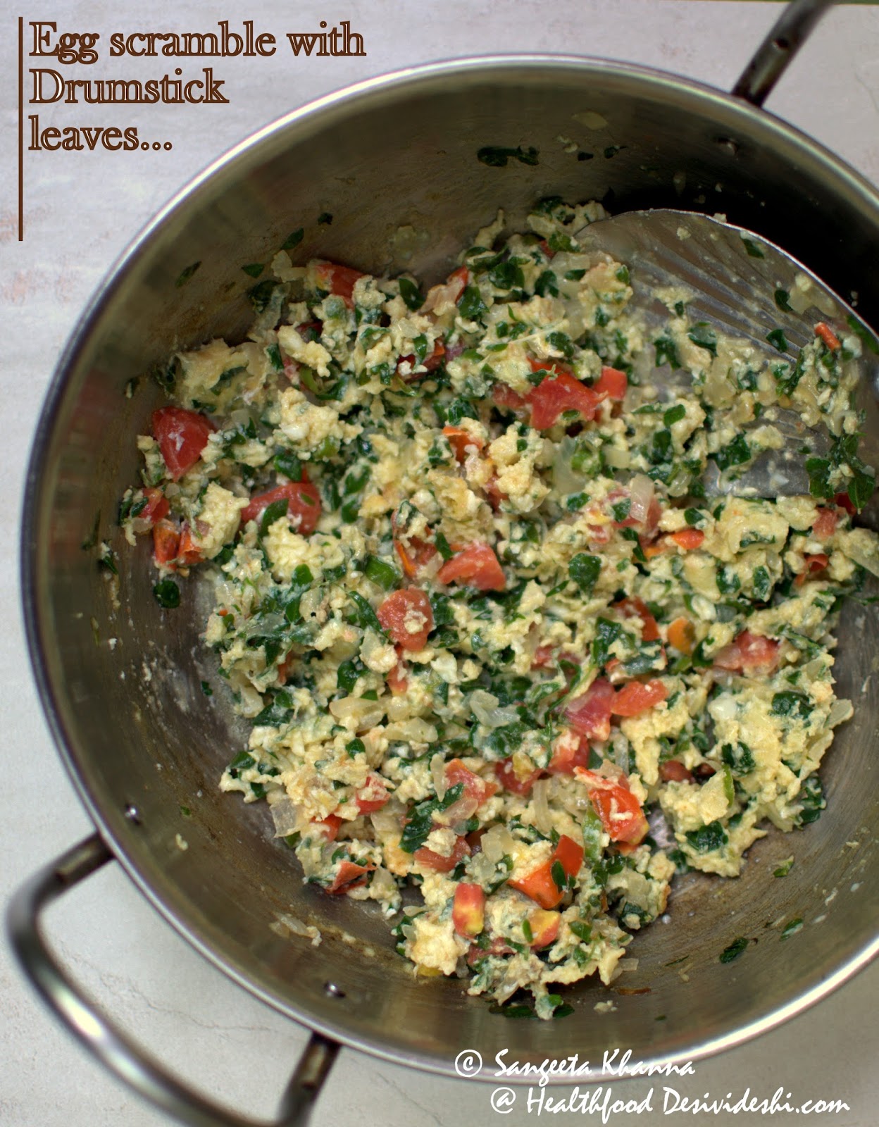 unusual greens drumstick leaves in egg scramble..