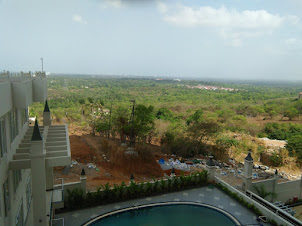 View of the surrounding hills from ROYAL EMBASSY building in MANIPAL.