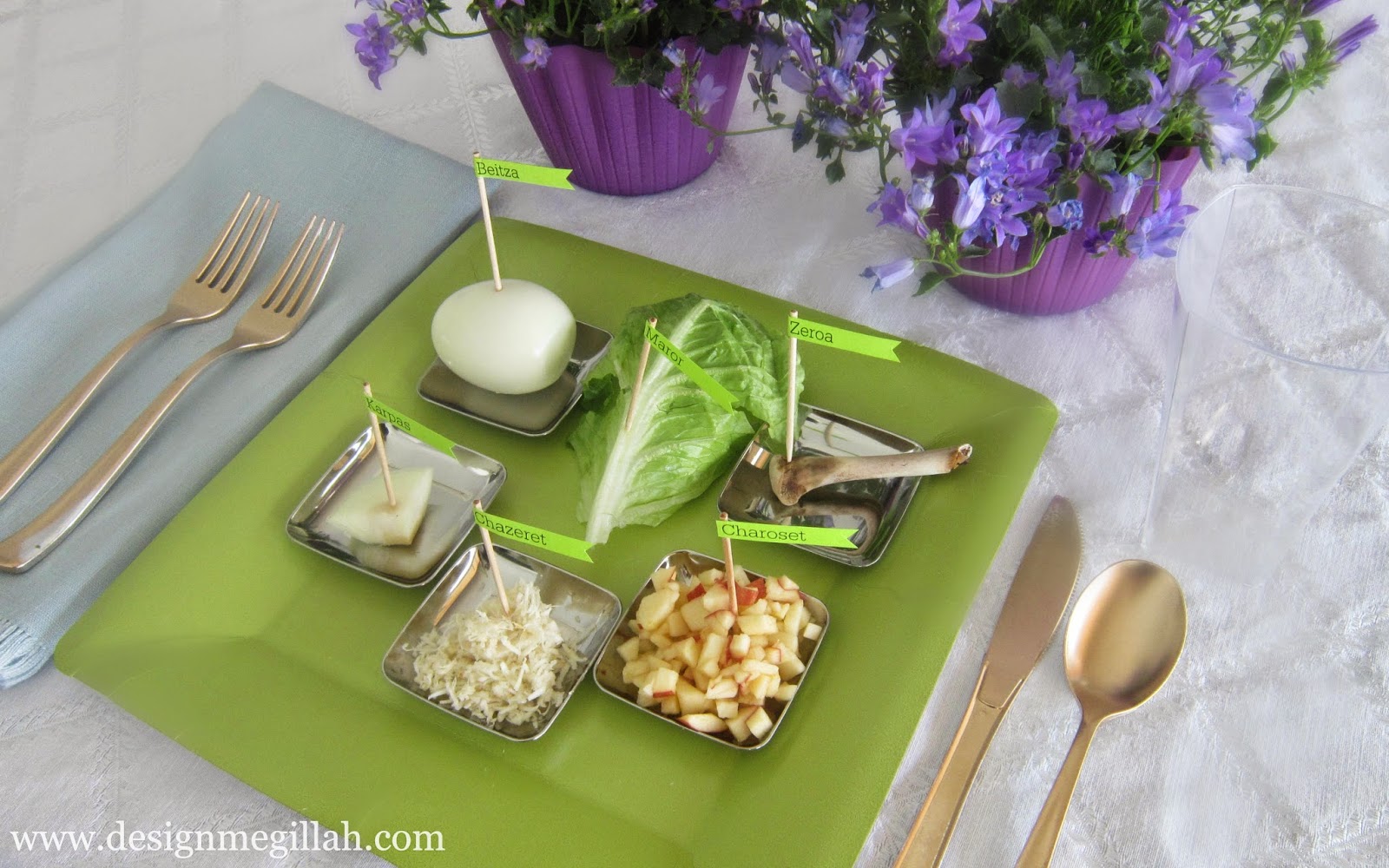 Design Megillah Individual Seder Plates with Flags