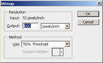 Photoshop Bitmap Conversation dialog box.