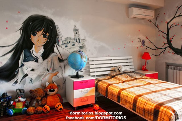 Dormitorio anime recamara juvenil con decoracion anime y manga ...