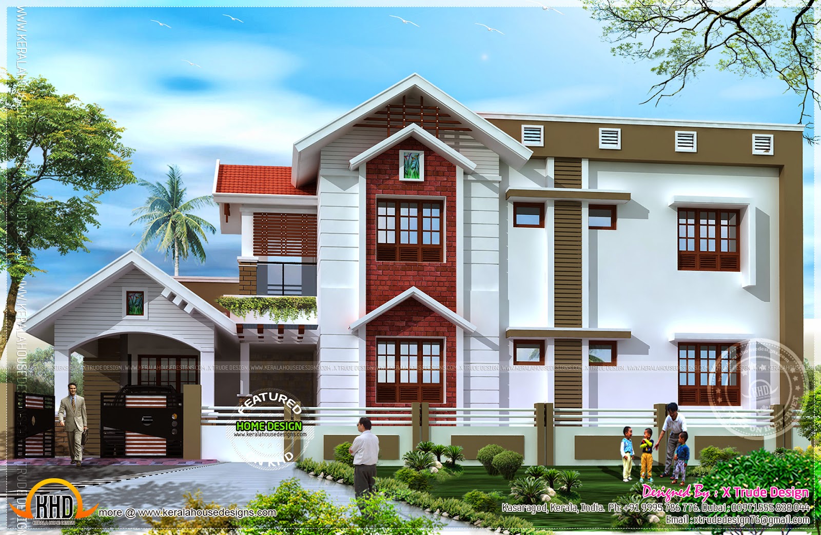 2401 square feet nice house renderings | Home Kerala Plans