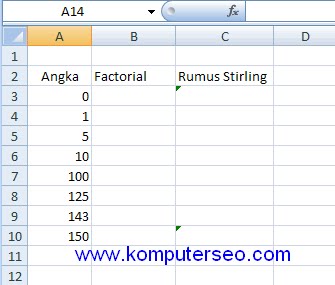 Prestasiku Fungsi Factorial Dan Rumus Stirling Di Excel 2007