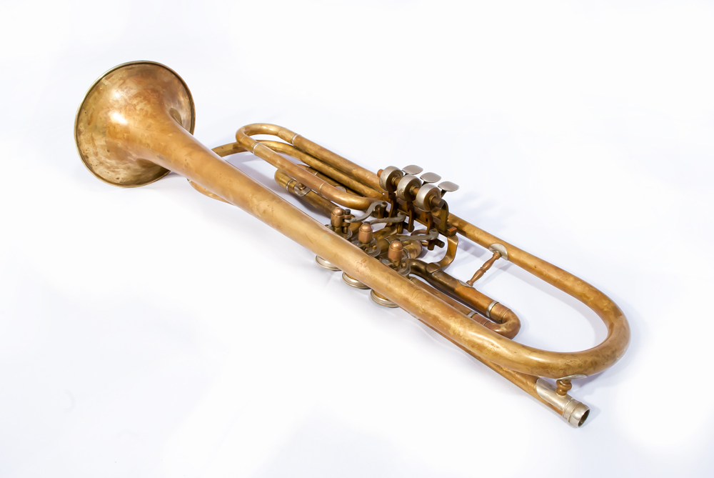 Antique German Alto Trumpet in rusty raw brass (steampunk style