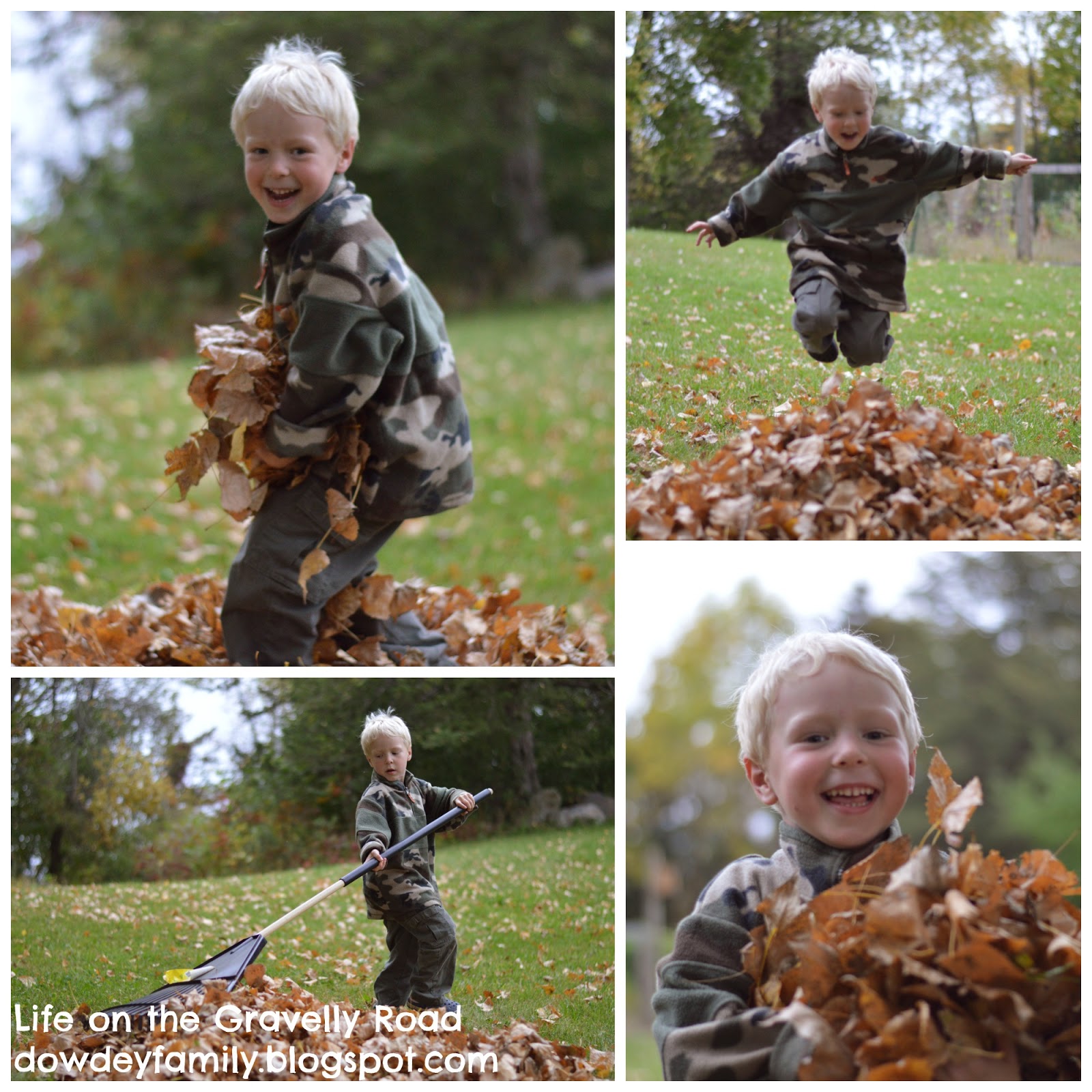 jumping in a leaf pile