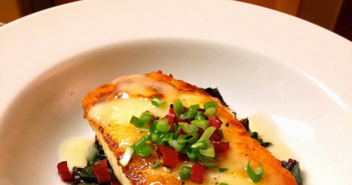 The Baked Alaska Project Seared Alaskan Halibut with Swiss Chard