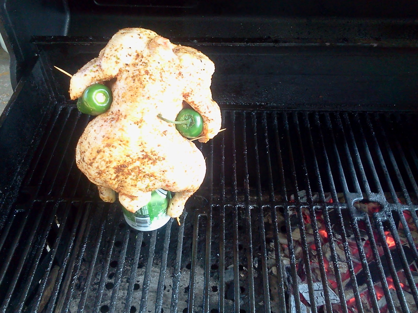 Guy and a grill JalapenoBudLight Lime Beer Can Chicken
