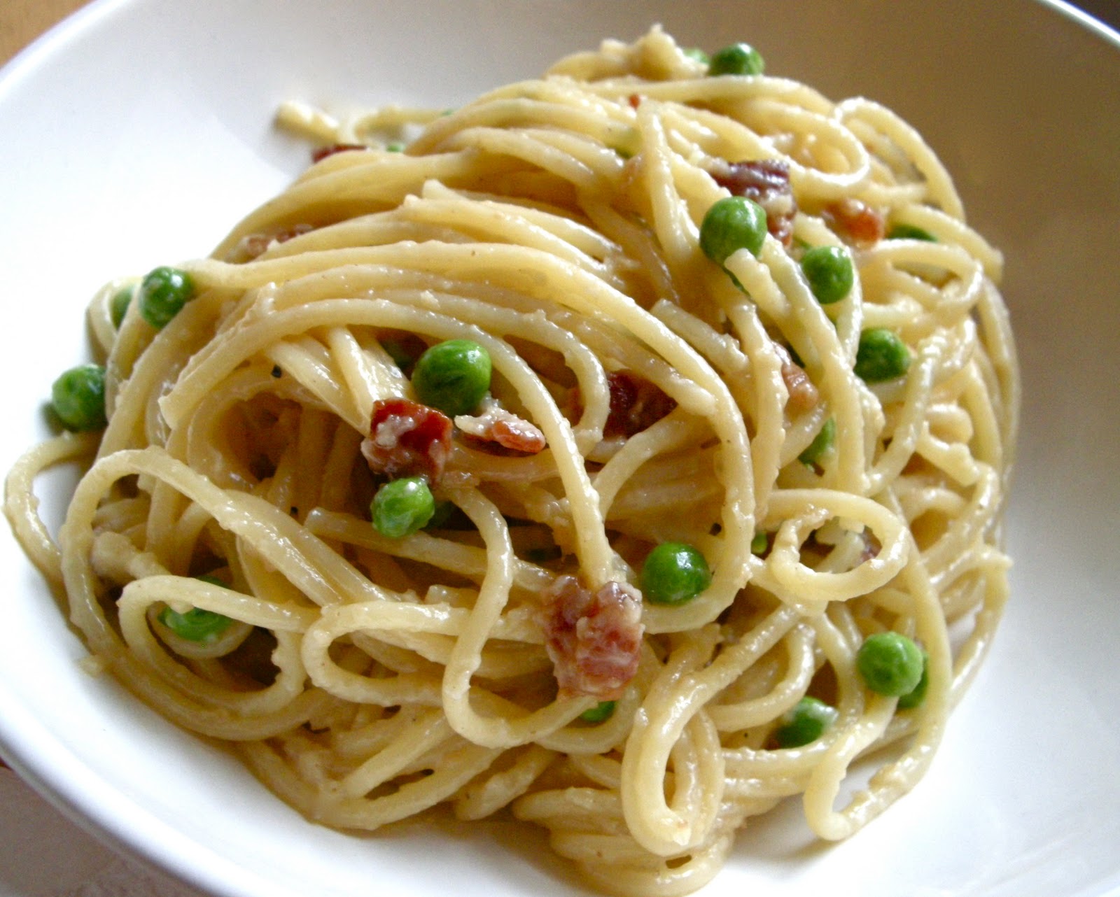 The Nummy Little Blog Spaghetti Carbonara with Peas