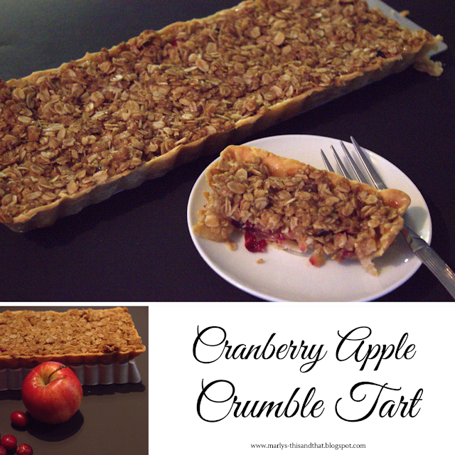 Cranberry Apple Crumble Tart - A delicious dessert that is sweet and tart in each bit, made with cranberries, apples and Kraft caramel bits.