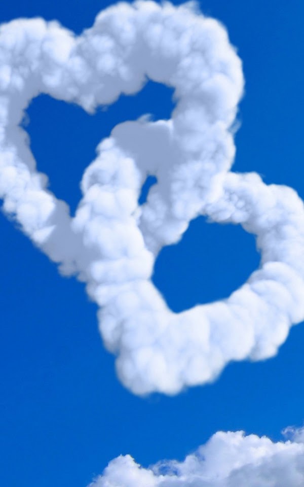 Heart Shaped Clouds Blue Sky Android Wallpaper
