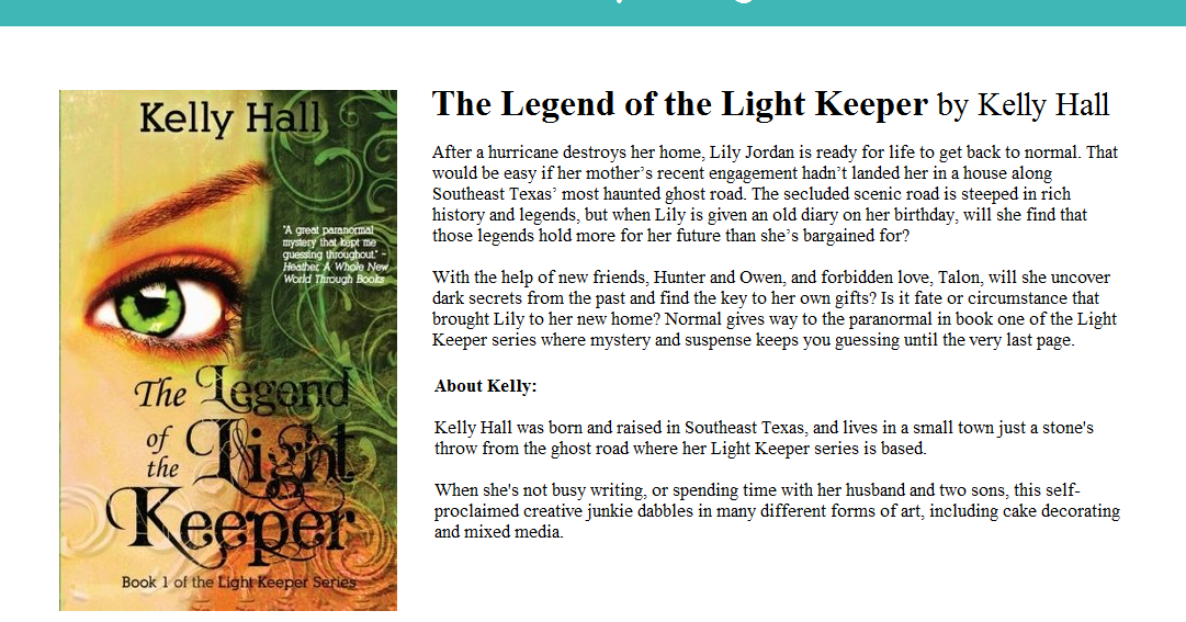 IndieBooksBeSeen Review The Legend of the Light Keeper by Kelly Hall