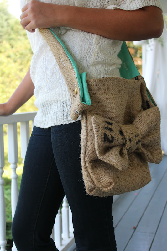 Sylvie Liv Burlap Messenger Bag With Bow