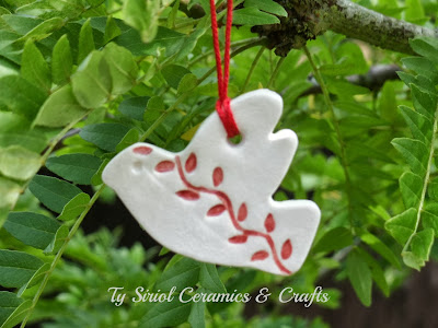 Christmas tree decoration, dove of peace by Ty Siriol Ceramics & Crafts