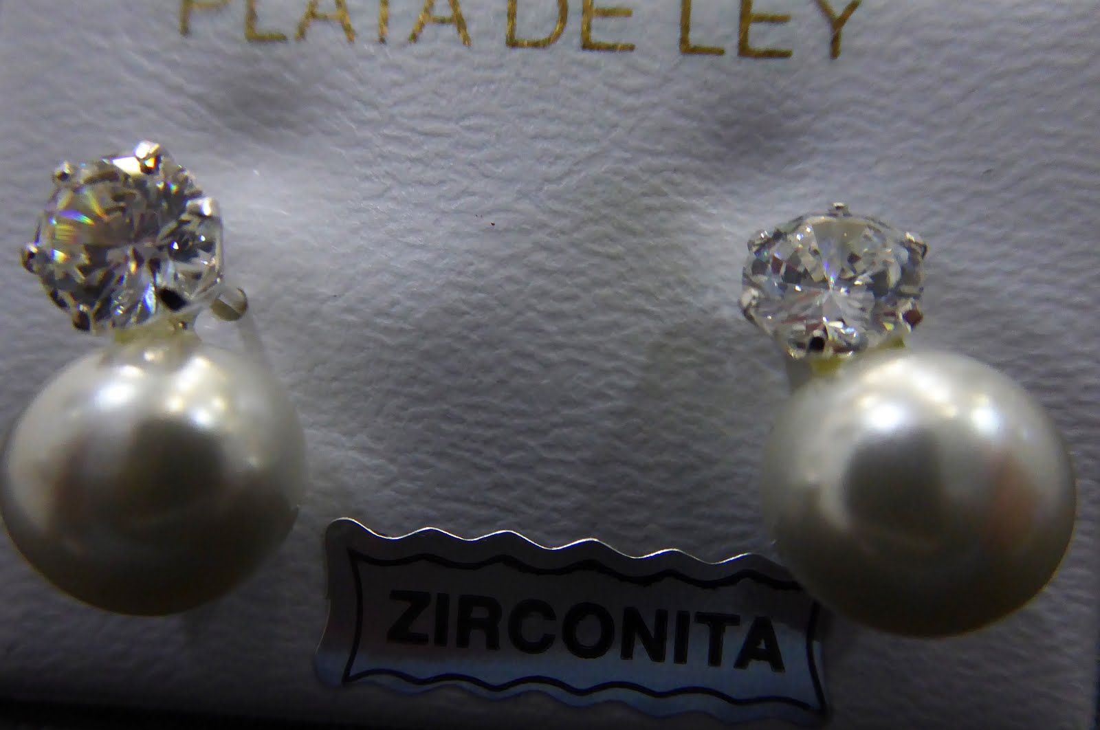 Pendientes de perla y plata con circonitas