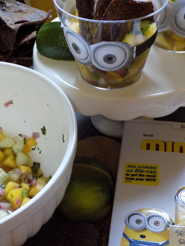 Easy Mango Salsa Recipe & DIY Minions Movie Serving Cups For your Next Family Movie Night One Savvy Mom onesavvymom blog nyc 