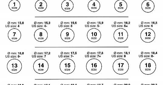 Printable Ring Size Chart