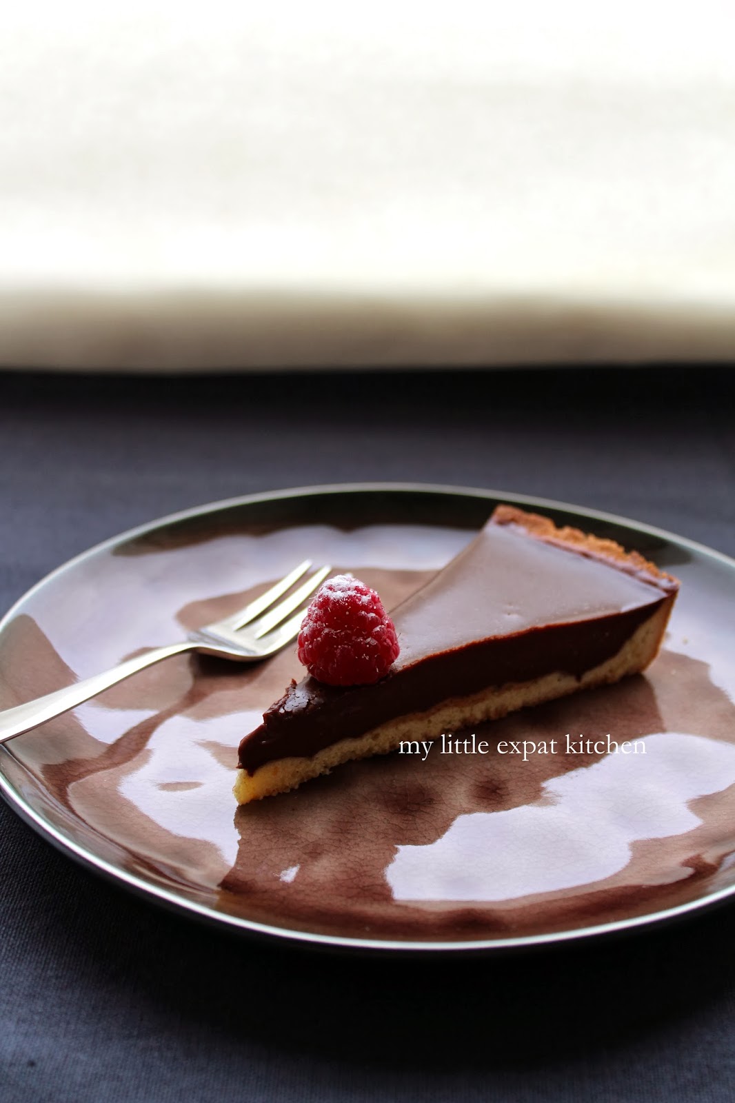 MY LITTLE EXPAT KITCHEN CHOCOLATE GANACHE TART WITH RASPBERRIES