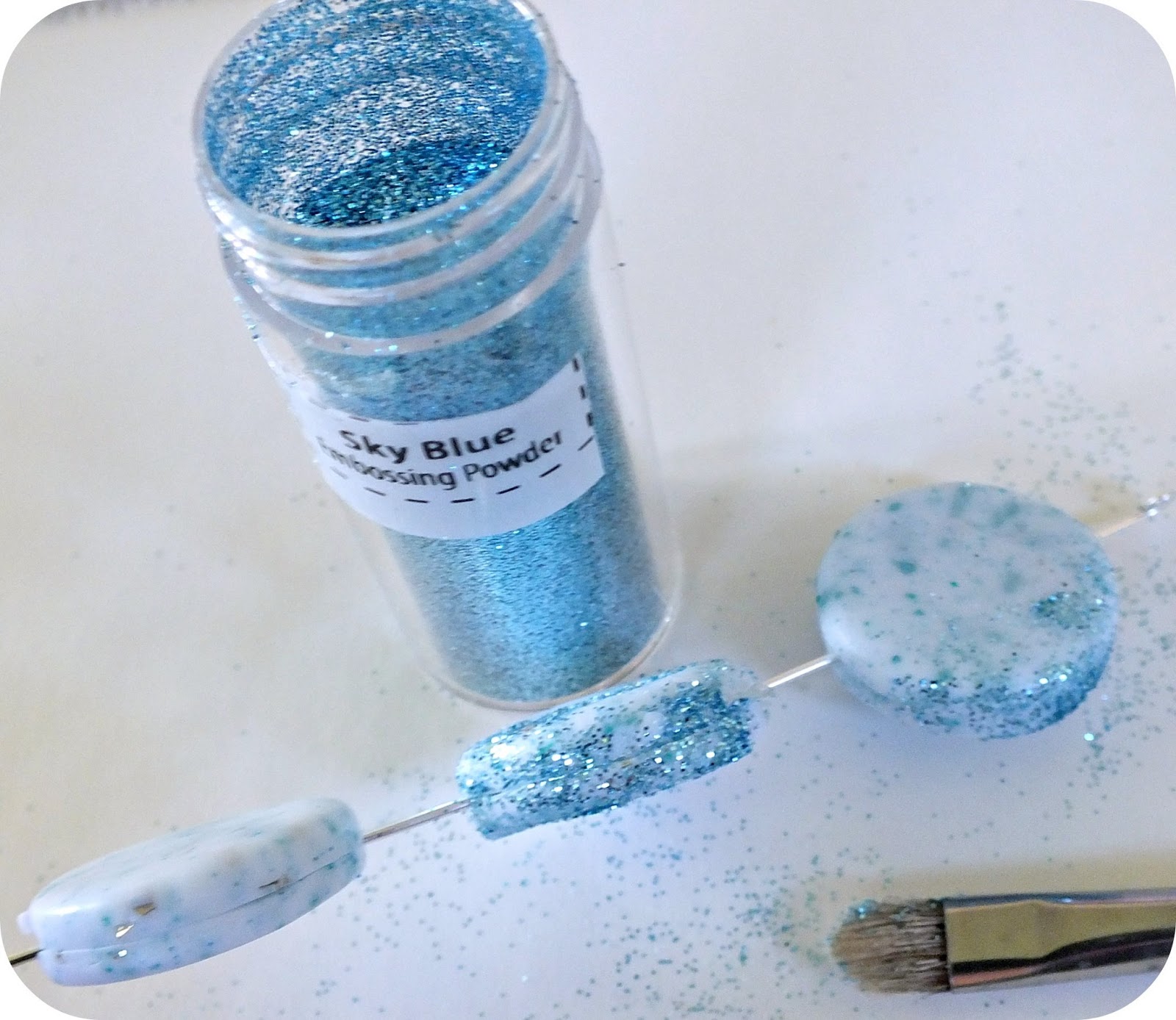 ...Make It With Me Blue Glitter and Embossing Powder Meet Translucent Fimo