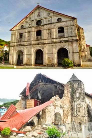 Loboc Church before and after the 2013 Earthquake
