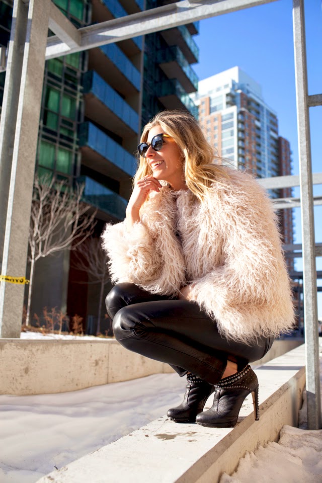 Shaggy Jackets Zara shag jacket, All Saints Leather Pants, Shag Jacket