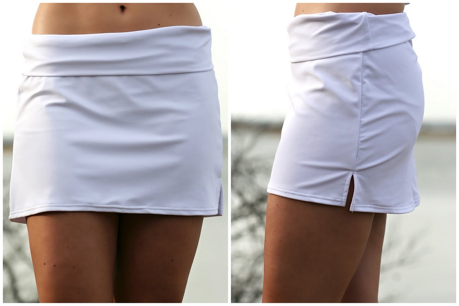 white swimsuit skirt