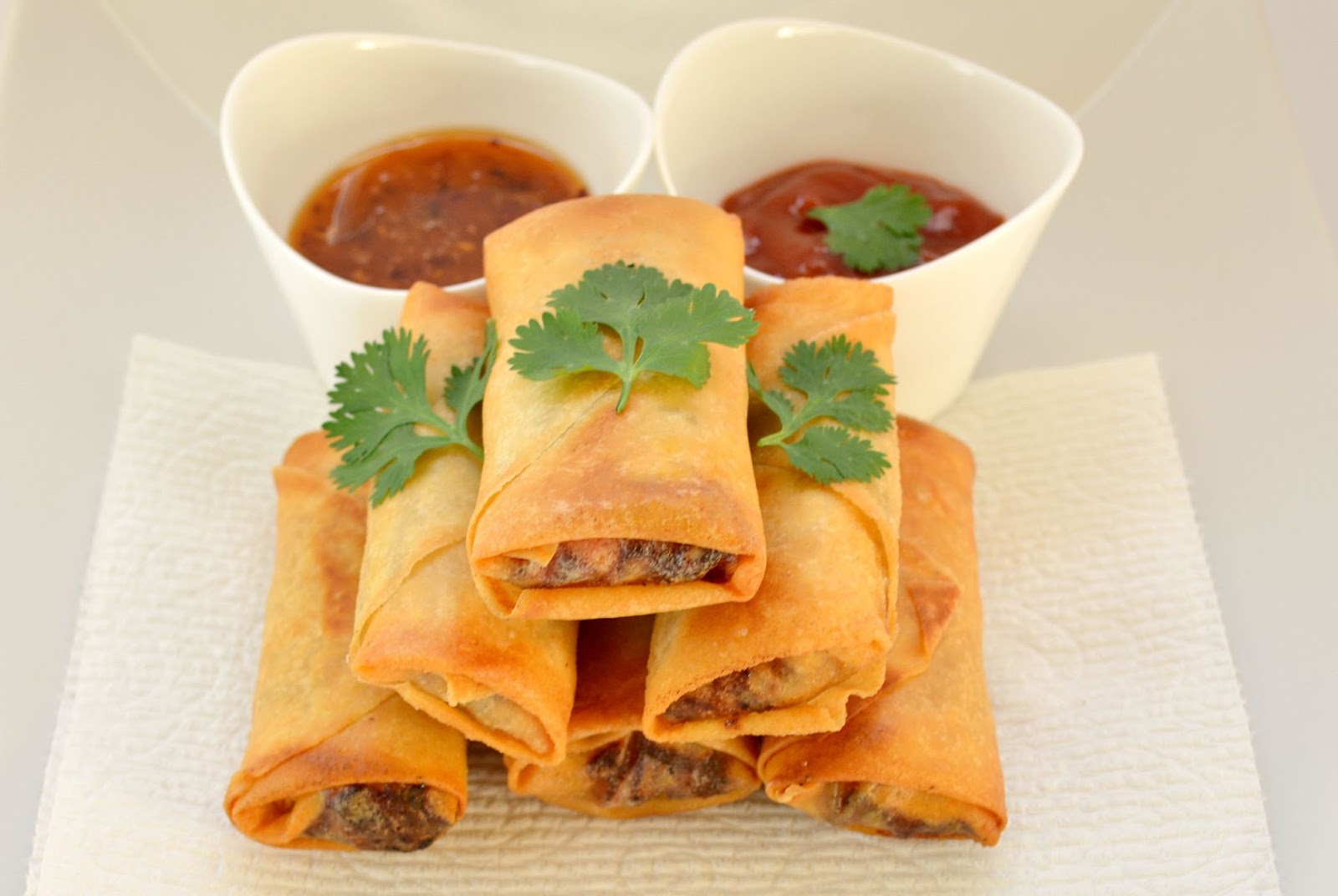 Love is in my tummy Spring Rolls with a sweet chilli dipping sauce