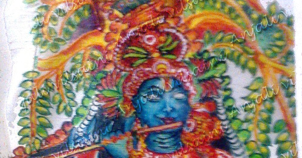Anjali Vilasini Lord krishna Mural painting Step 5