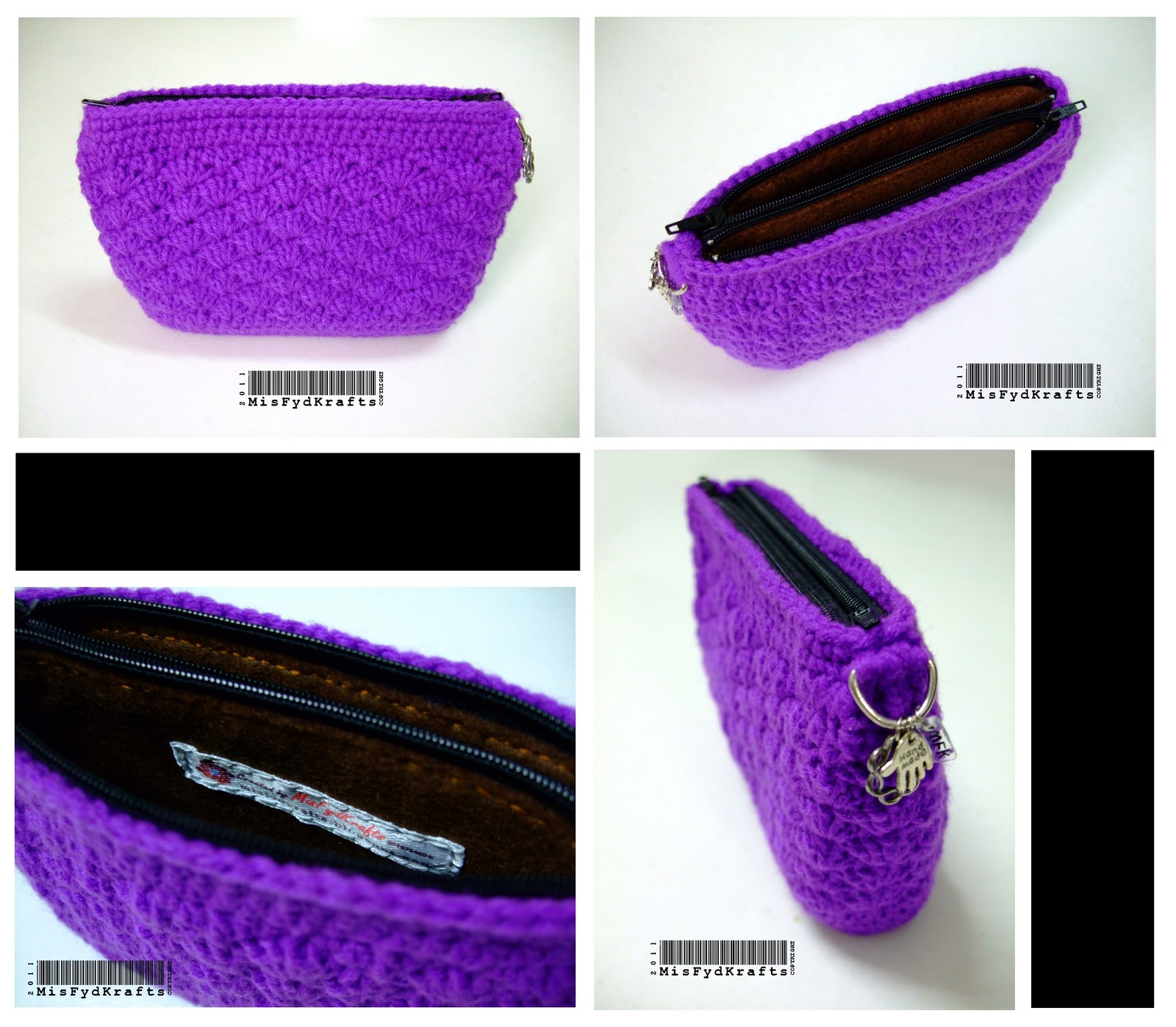 MisFydKrafts Crochet Double Zipper & Cosmetic Pouch