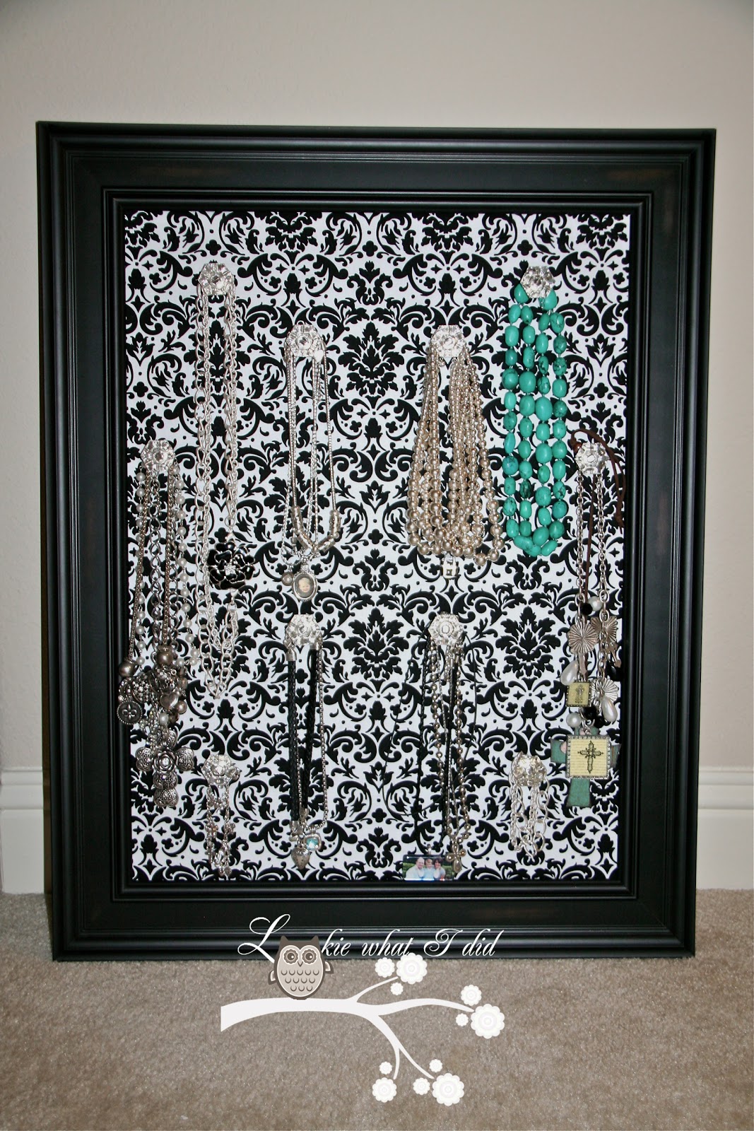 Lookie What I Did Black and White Damask Jewelry Frame