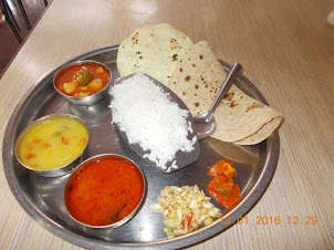Vegetarian Maharashtrian Thali for lunch.