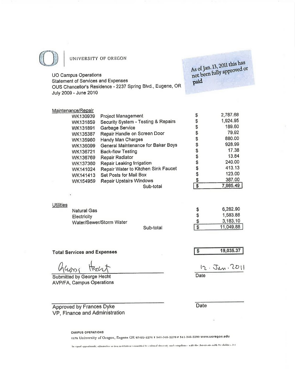 treetops costs UO Matters