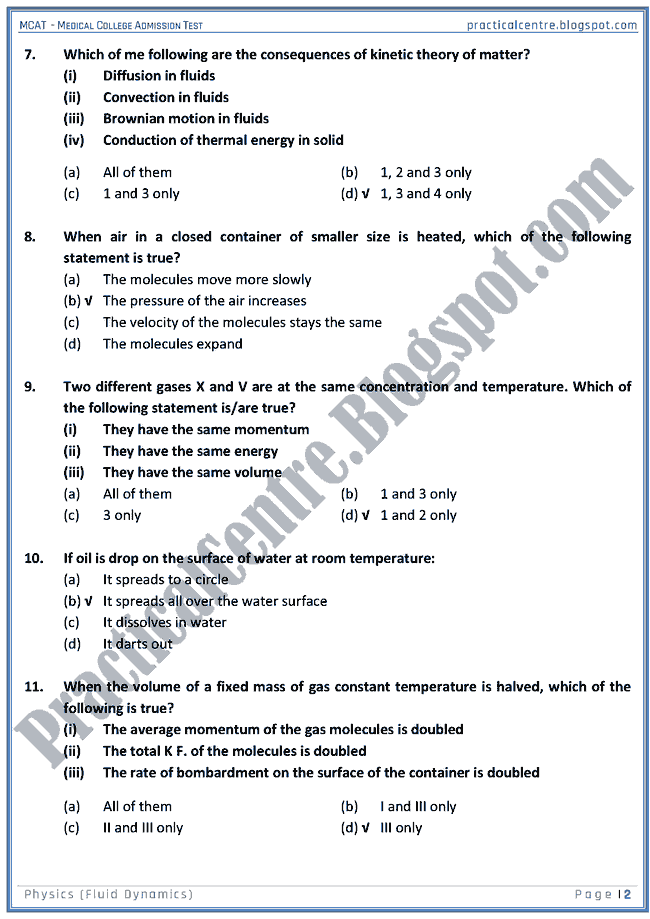 mcat-physics-fluid-dynamics-mcqs-for-medical-college-admission-test