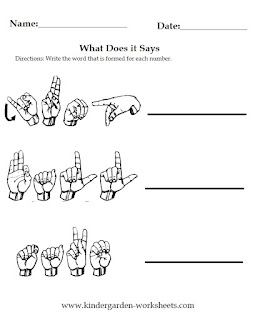 Kindergarten Worksheets: Worksheets - Sign Language