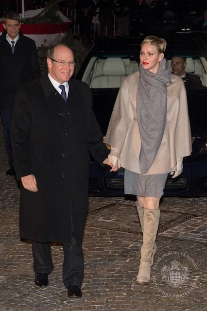 Princess Charlene of Monaco and Prince Albert II of Monaco attend the Sainte-Devote ceremony