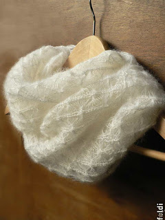 machine knitted mohair silk lacy cowl