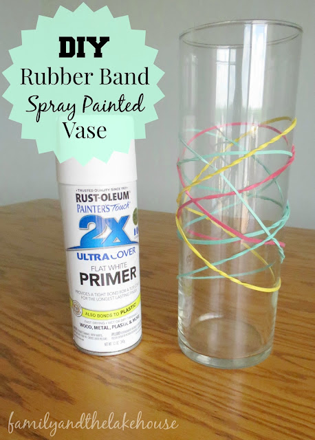 DIY - Rubber Band Spray Painted Vase - Family and the Lake House