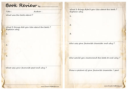 Book Review Template For Elementary Students
