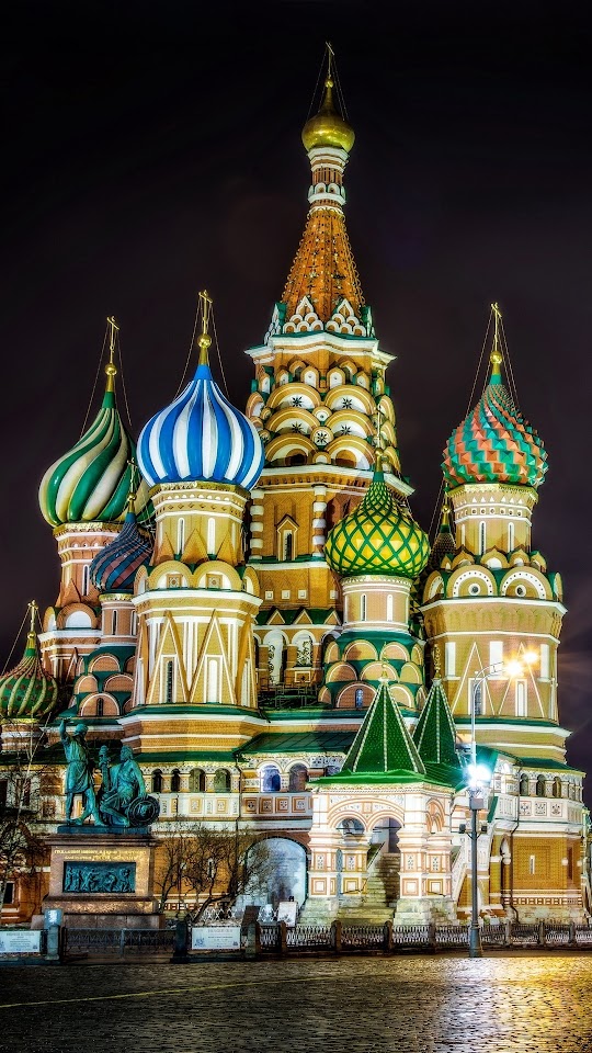 St Basil039s Cathedral Moscow Lighting Android Wallpaper