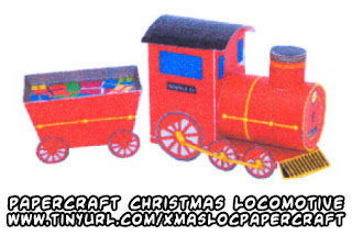 Papercraft imprimible y armable de tren de Navidad con regalos. Manualidades a Raudales.