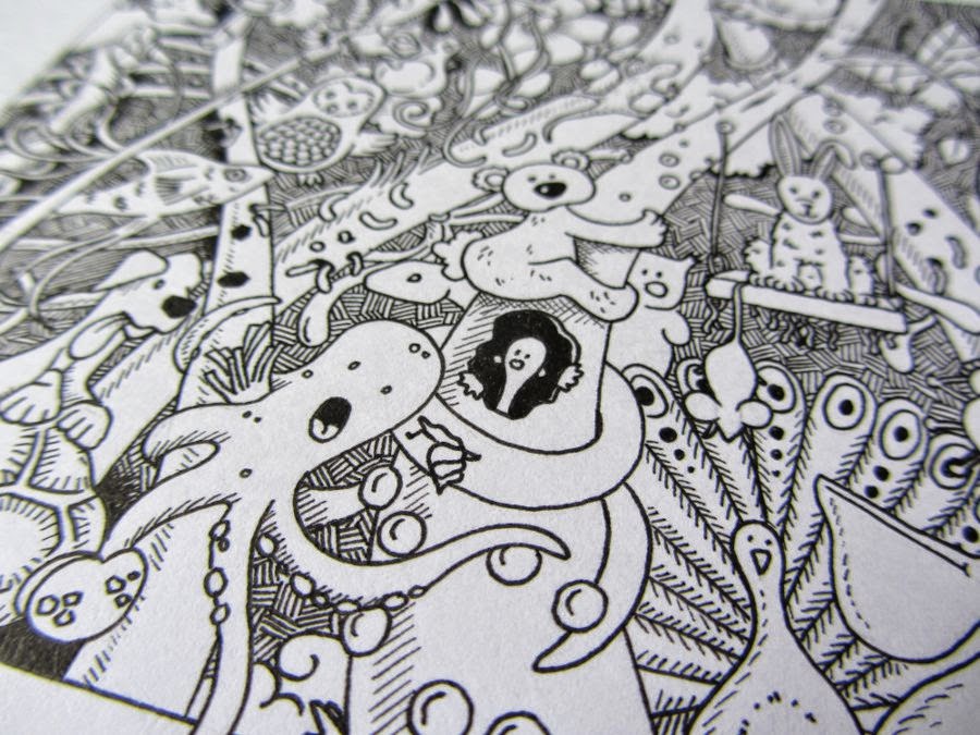 Clare Willcocks Pen and ink doodles for Dad's birthday